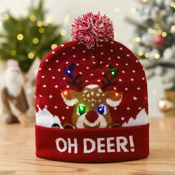 MerryGlow - Gorro Navideño de Punto con Luces