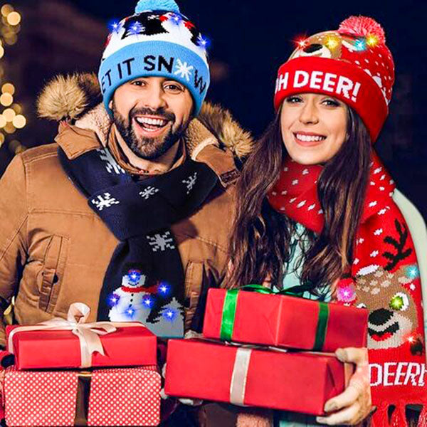 MerryGlow - Gorro Navideño de Punto con Luces