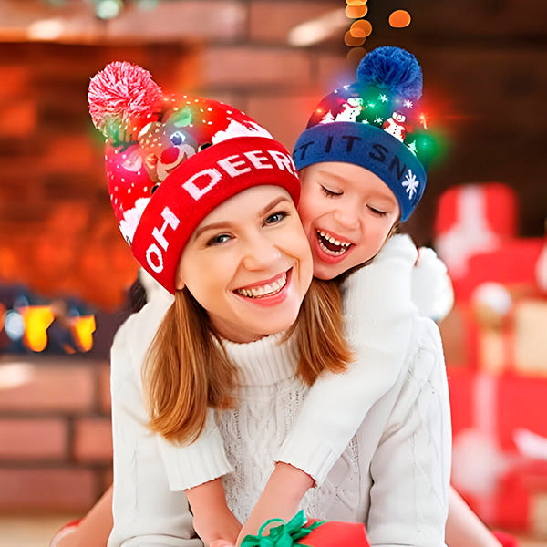 MerryGlow - Gorro Navideño de Punto con Luces