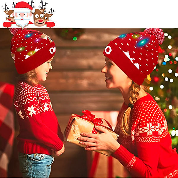 MerryGlow - Gorro Navideño de Punto con Luces