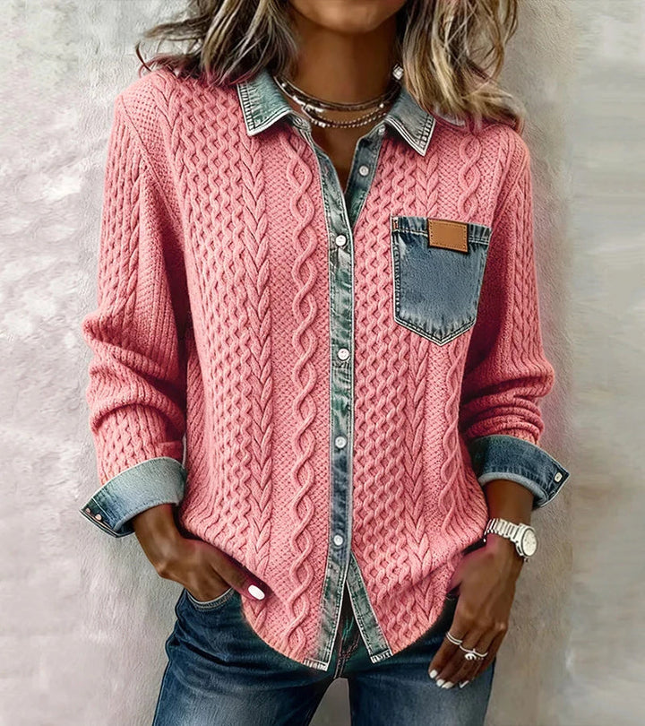 Bibianna - Camisa De Manga Larga Con Parches De Denim