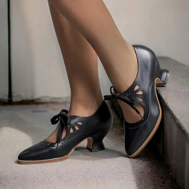 Zydrune - Zapatos de Tacón Alto de Cuero Vintage