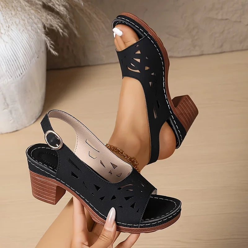 Cristy - Sandalias Con Tiras Al Tobillo y Tacón Grueso