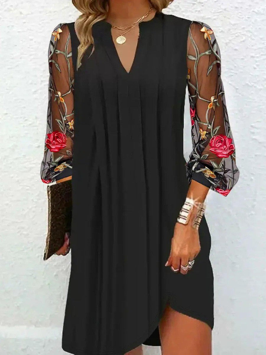 Victoire - Elegante Minivestido Con Mangas Transparentes