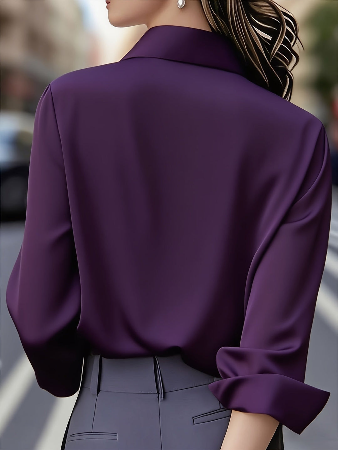 Elenochka - Elegante Camisa Abotonada De Manga Larga