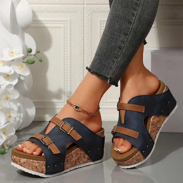 Serhat - Sandalias Ortopédicas de moda con Plataforma y Cuña