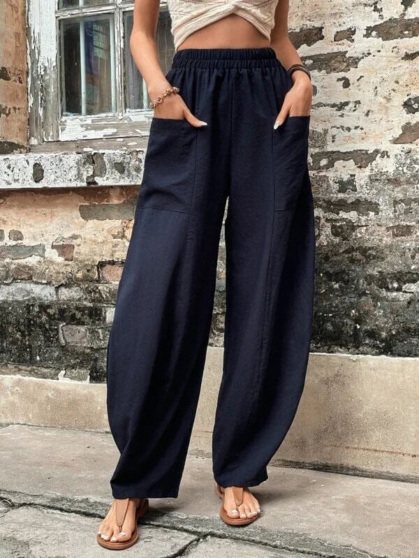 Salomee - Pantalones Sueltos Elásticos Con Bolsillos