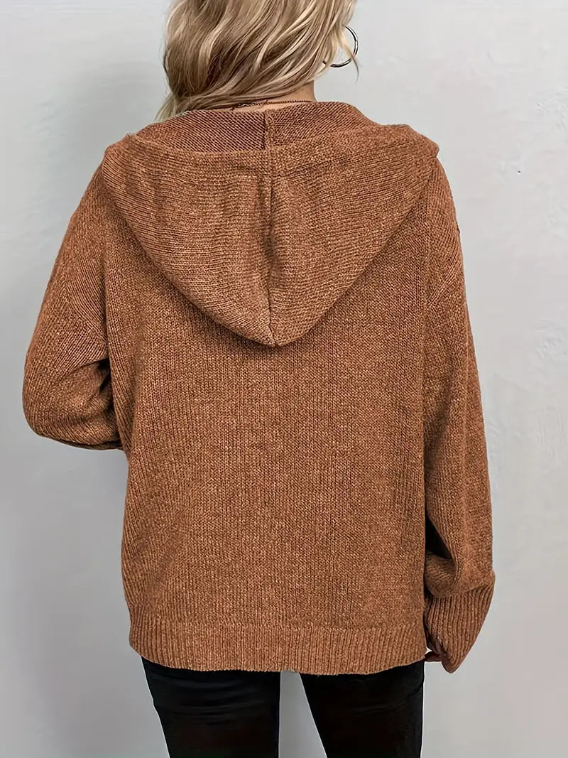 Suthida - Elegante Sudadera Con Capucha y Manga Larga Con Botones