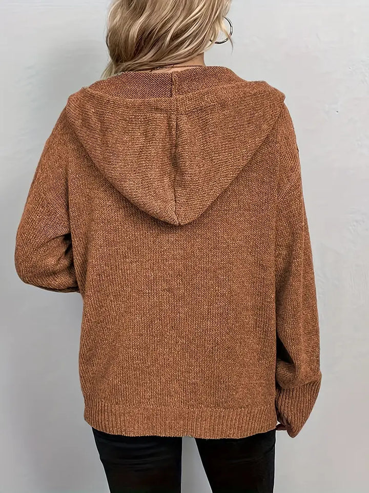 Suthida - Elegante Sudadera Con Capucha y Manga Larga Con Botones