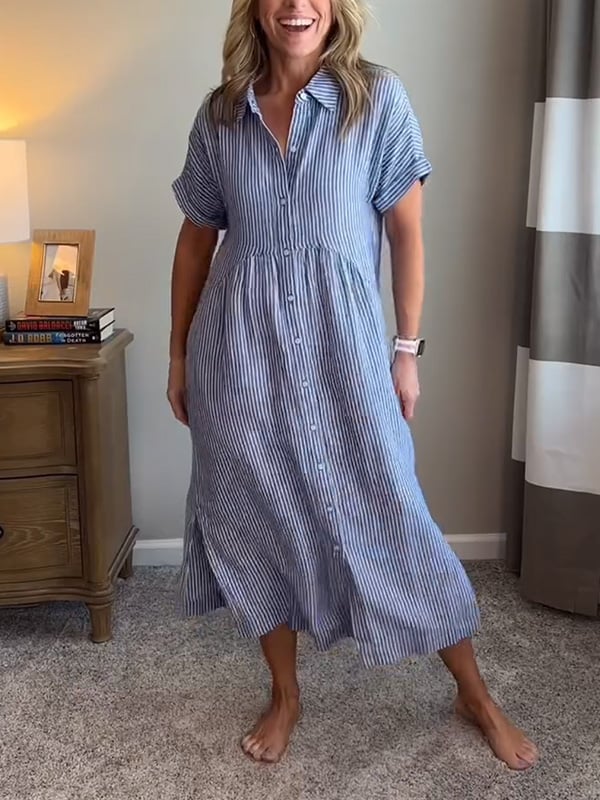 Samara - Elegante Vestido Camisero a Rayas