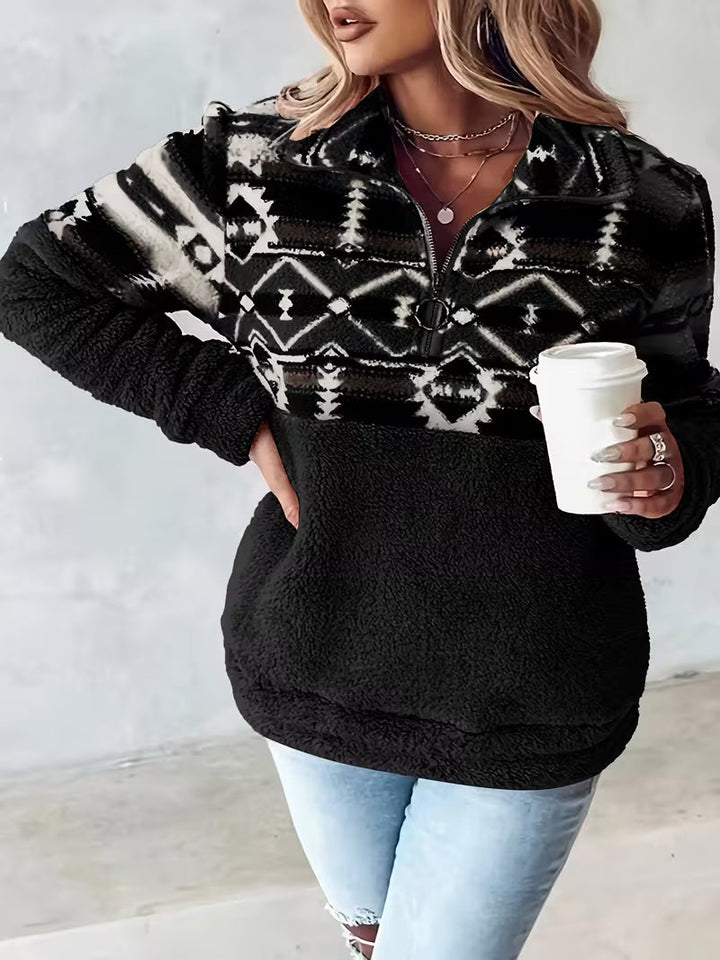 Limina - Sudadera De Felpa Con Estampado Geométrico Y Media Cremallera