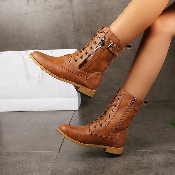 Eugenie - Botas Ortopédicas de Cuero con Cremallera Lateral