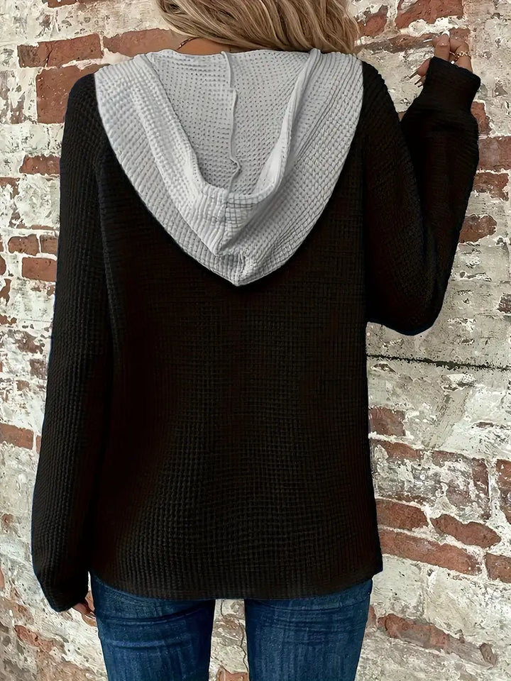 Snezhana - Sudadera Con Capucha Y Cordón De Manga Larga Y Botones Delanteros