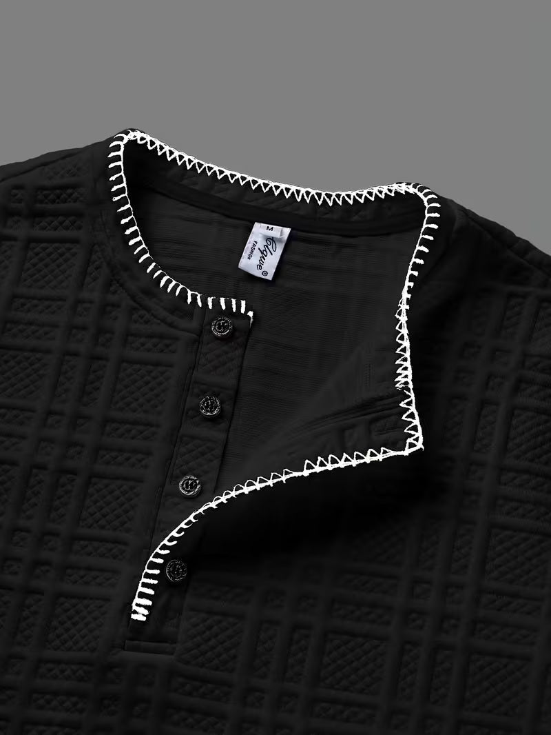Layton - Camiseta Henley De Manga Corta Con Textura