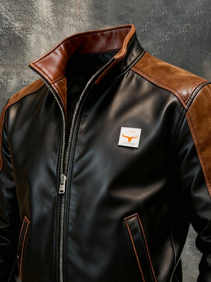Bjorn - Chaqueta Vintage De Cuero Con Parches