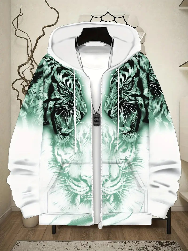 Murillo - Chaqueta Sudadera Informal de Manga Larga Con Estampado de Tigre