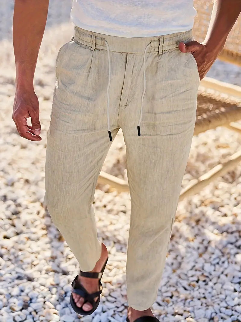 Nichols - Pantalón Holgado De Lino Con Cordón Ajustable