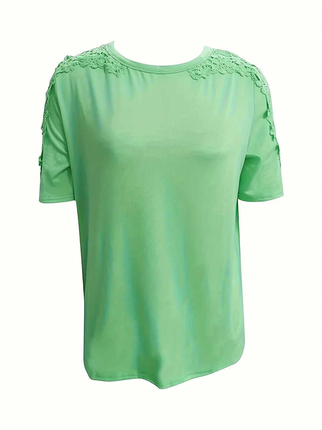 Ancuta - Elegante Verano Manga Corta Camiseta Con Encaje