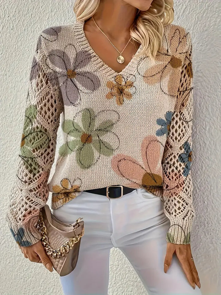 Marzena - Elegante Jersey De Manga Larga Con Estampado Floral