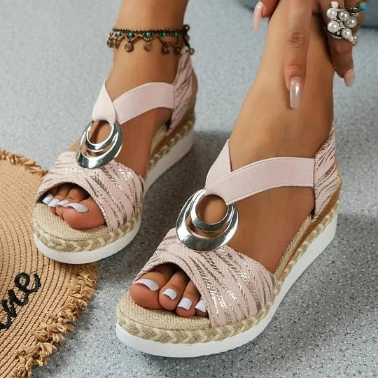 Soultana - Sandalias De Cuña Elegantes De Piel