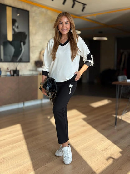 Valene - Pantalones Informales Con Cintura Elástica Y Bolsillos