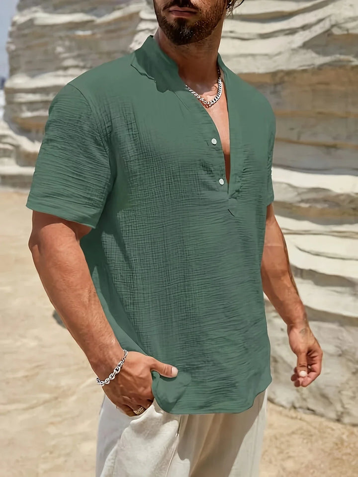 Sancho - Elegante Verano Camisa Con Cuello Alto