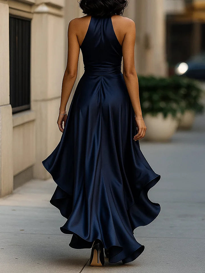 Sharipova - Elegante Vestido Sin Tirantes Con Volantes De Satén