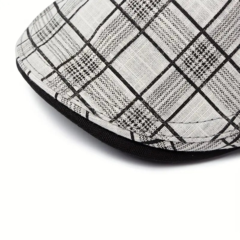 Zared - Gorra Boina Ajustable de Cuadros Vintage