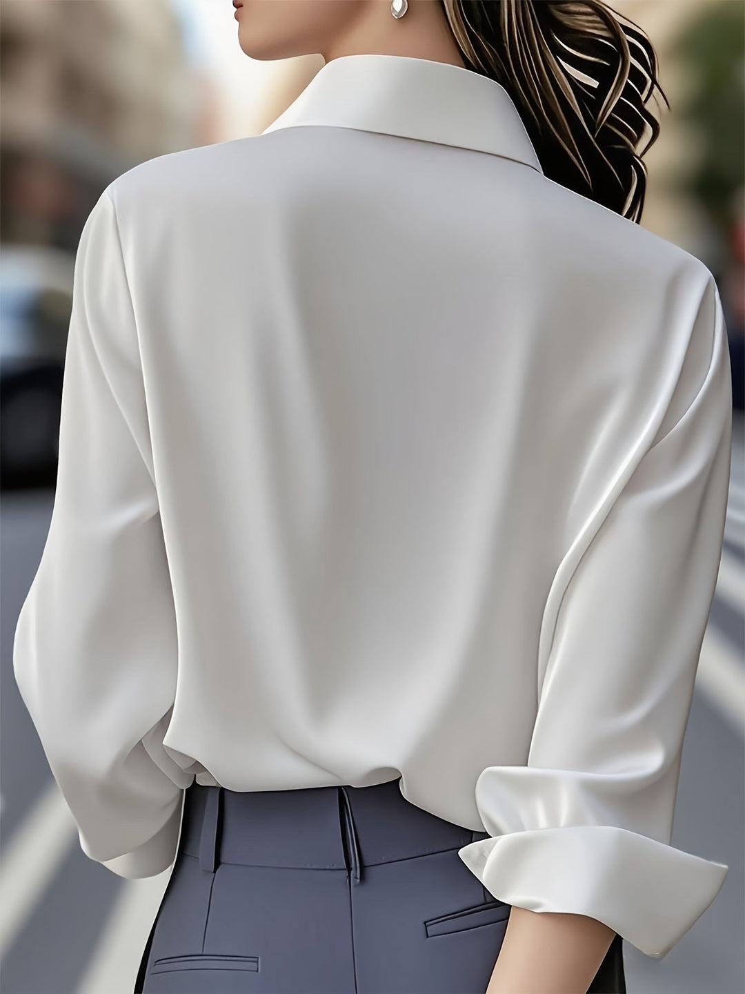 Elenochka - Elegante Camisa Abotonada De Manga Larga