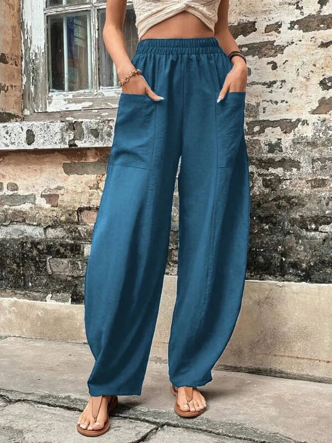 Salomee - Pantalones Sueltos Elásticos Con Bolsillos