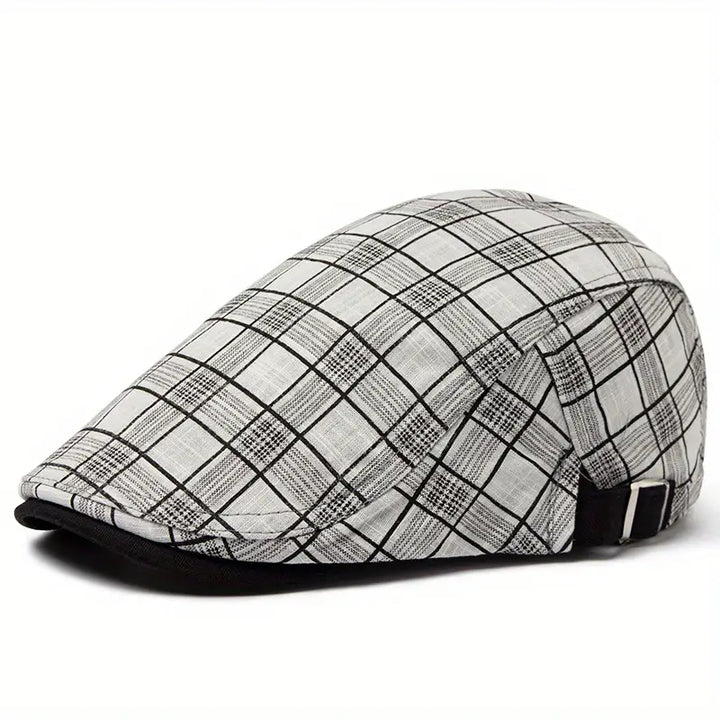 Zared - Gorra Boina Ajustable de Cuadros Vintage