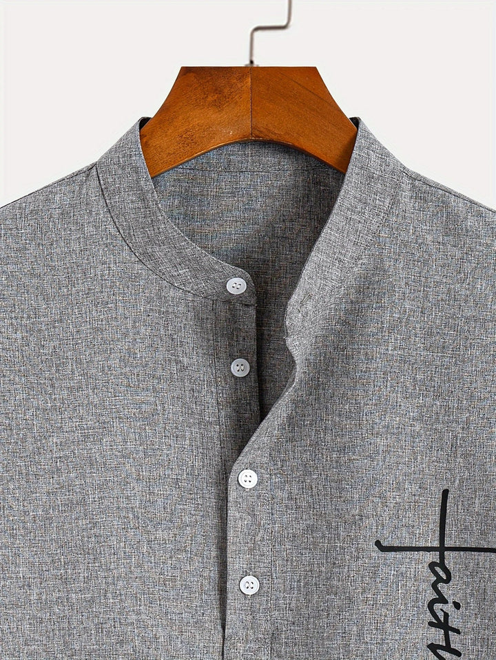 Elliott - Elegante Manga Corta Camisa Con Cuello Alto