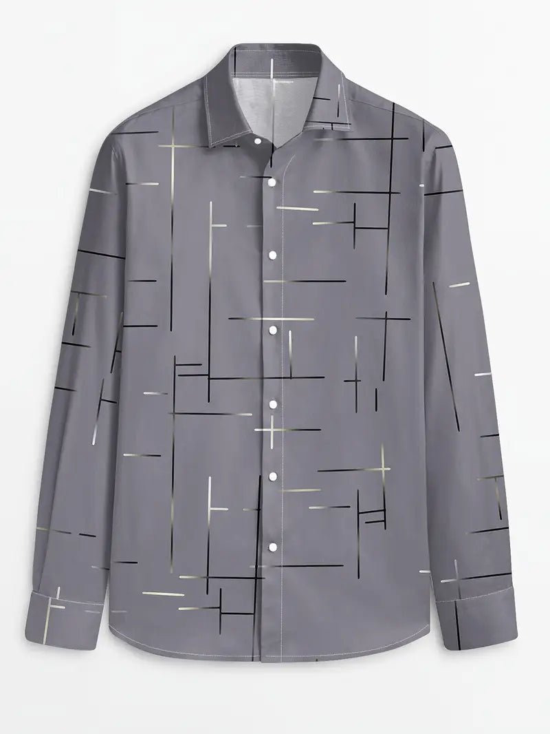 Nerio - Camisa De Manga Larga Con Estampado Geométrico