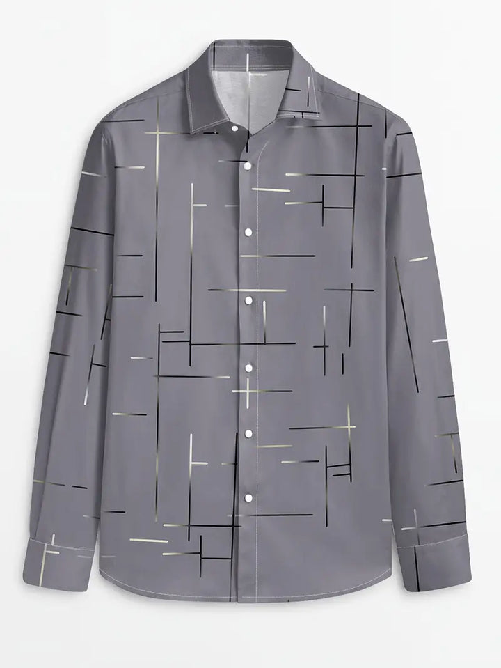 Nerio - Camisa De Manga Larga Con Estampado Geométrico