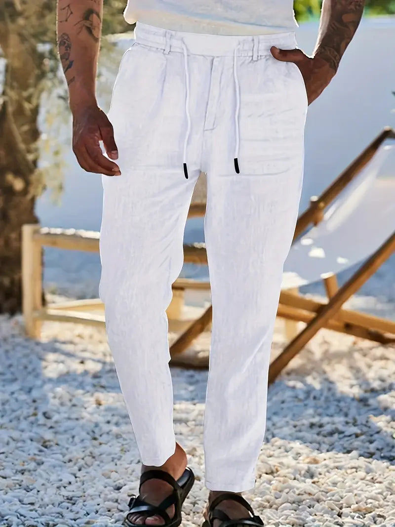 Nichols - Pantalón Holgado De Lino Con Cordón Ajustable