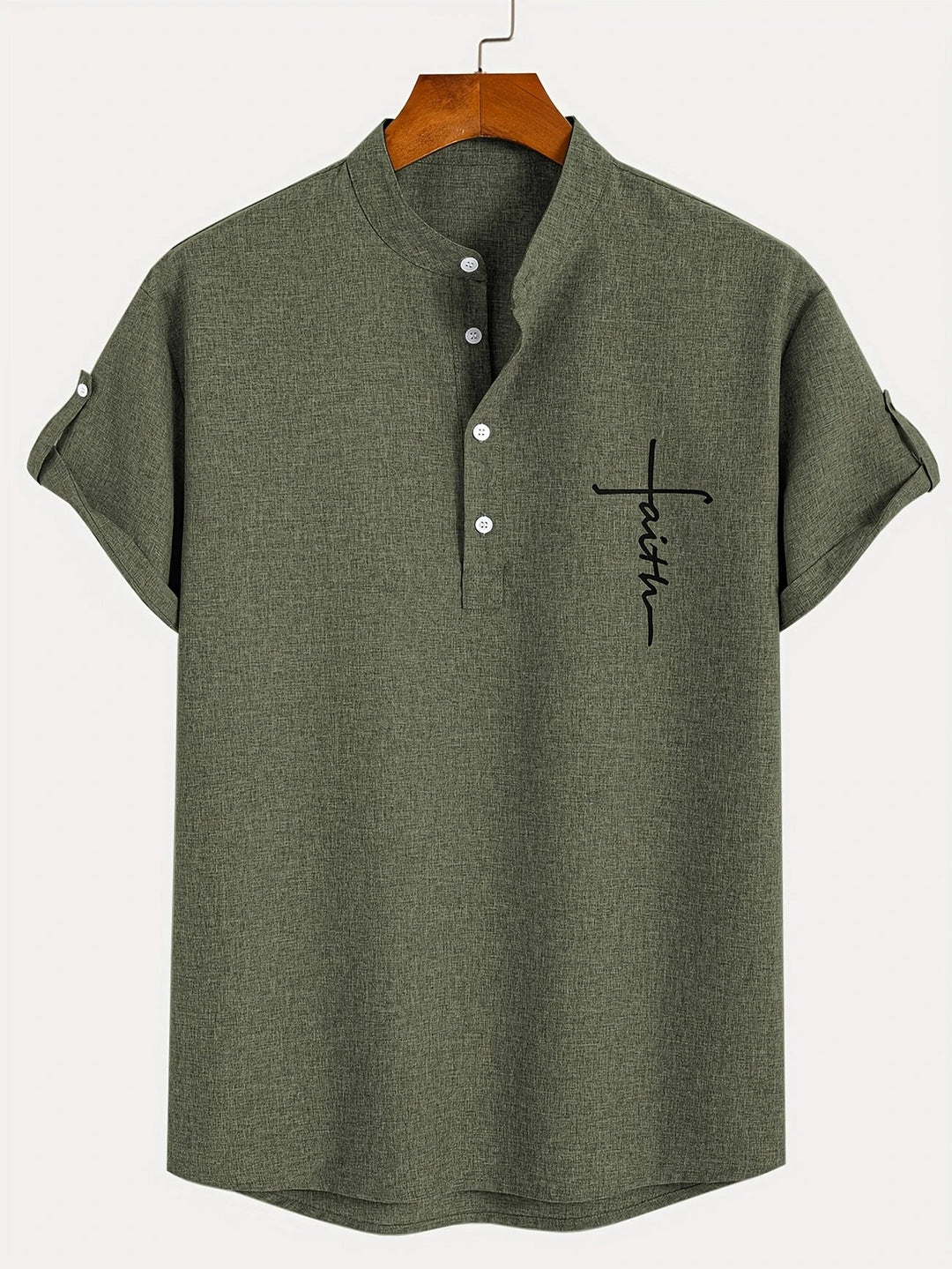 Elliott - Elegante Manga Corta Camisa Con Cuello Alto