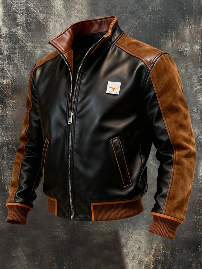 Bjorn - Chaqueta Vintage De Cuero Con Parches