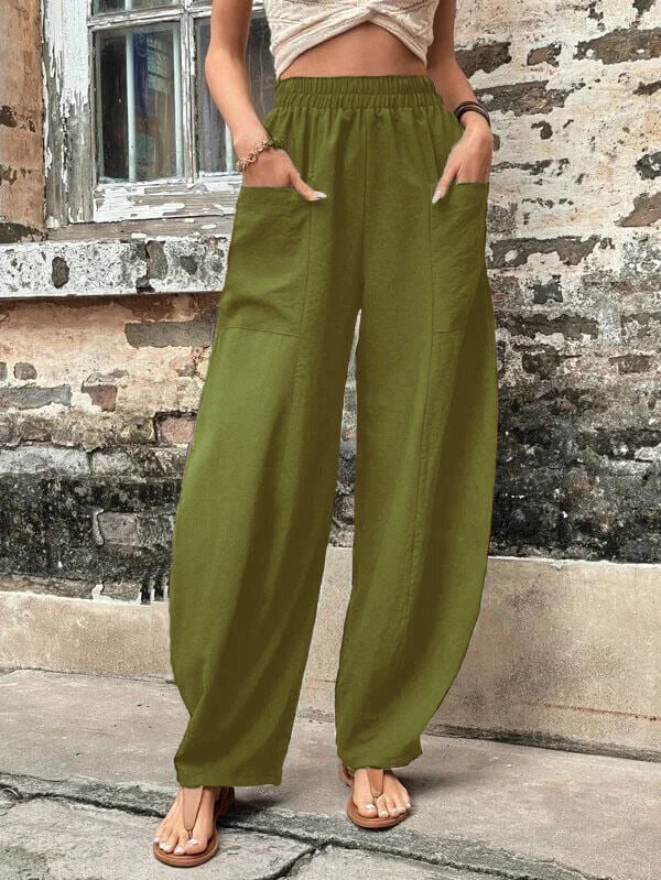 Salomee - Pantalones Sueltos Elásticos Con Bolsillos