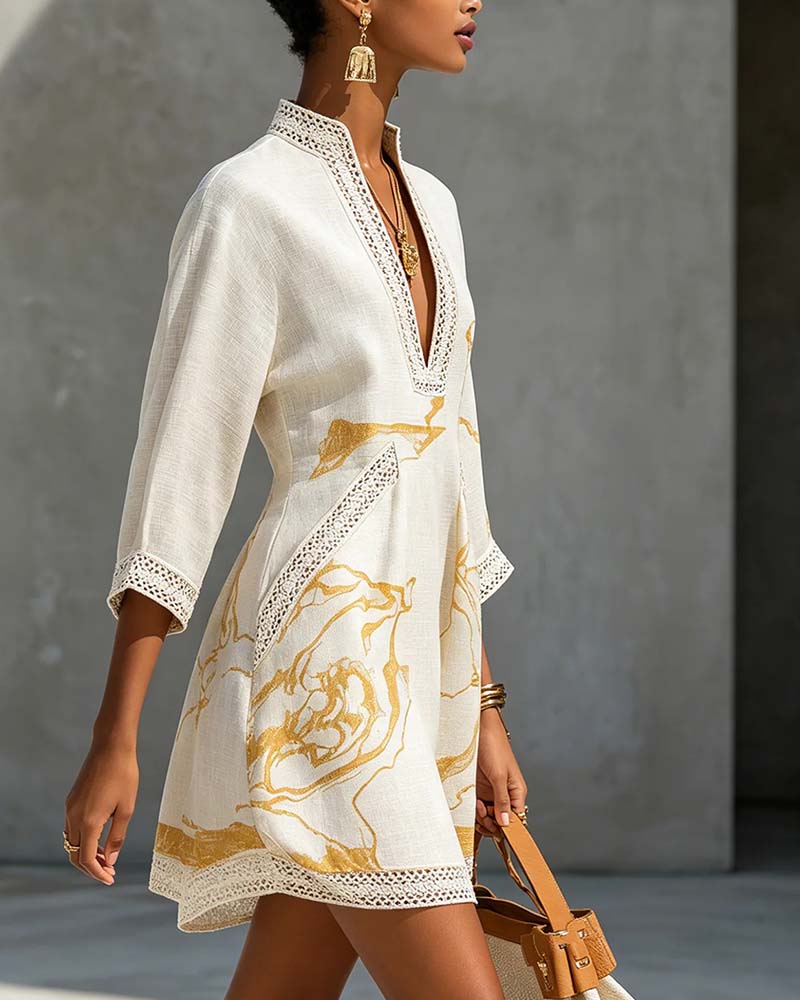 Soeun - Vestido De Cuello Alto Con Mangas Semitransparentes