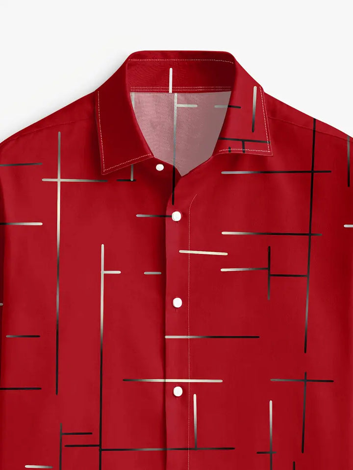 Nerio - Camisa De Manga Larga Con Estampado Geométrico