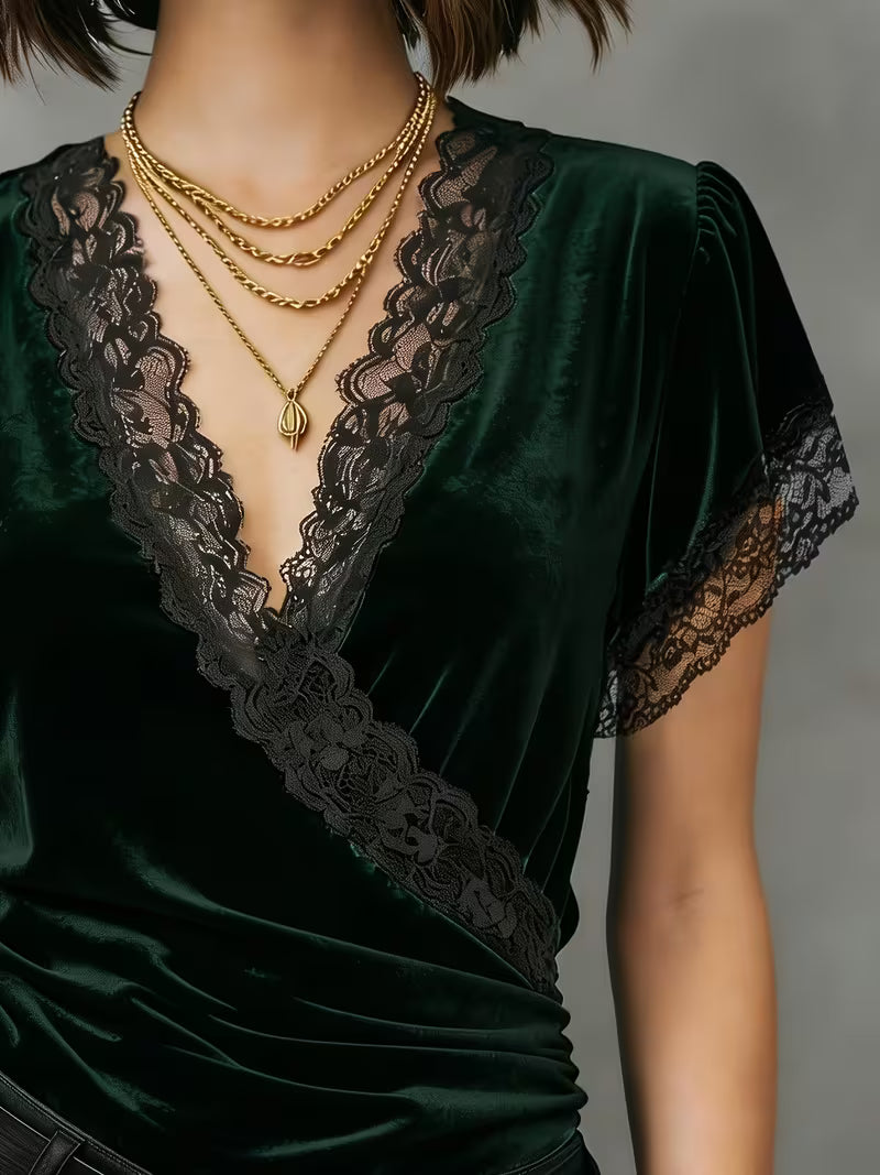 Jalisa - Blusa Vintage De Terciopelo Con Estampado De Cisnes