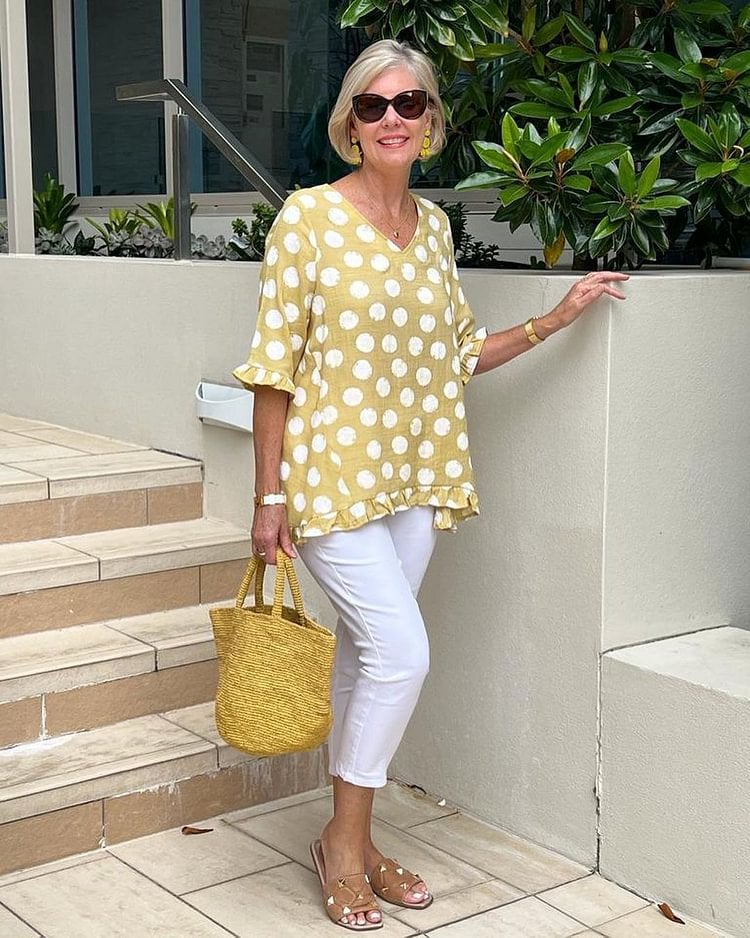 Rosi - Top De Algodón Estampado Con Cuello En V