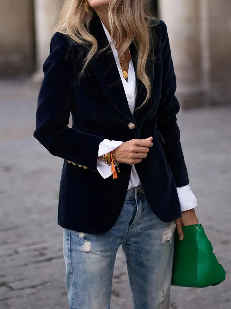 Elīna - Blazer De Terciopelo a La Moda
