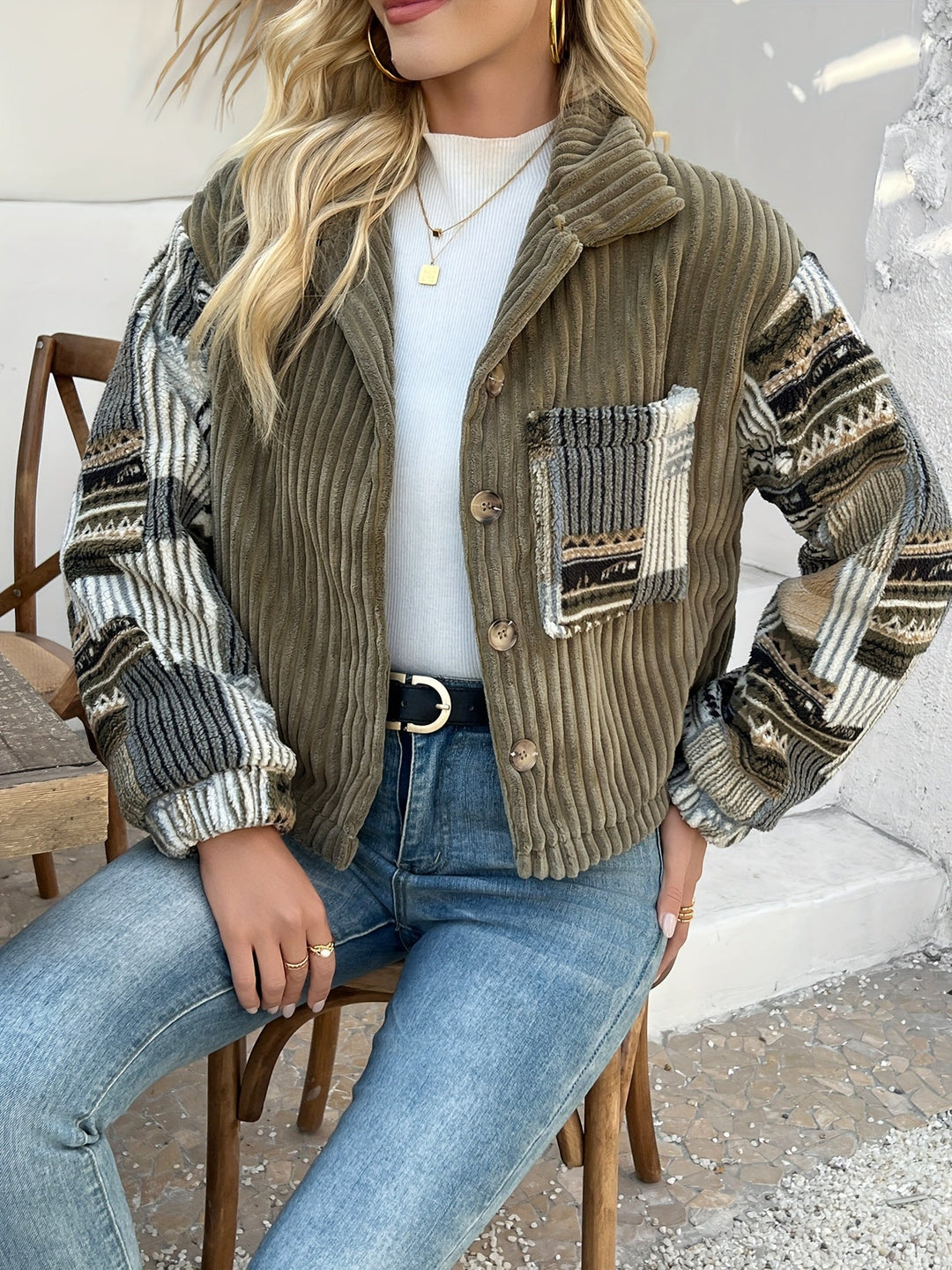 Rydia - Chaqueta De Manga Larga Con Solapas Y Botones