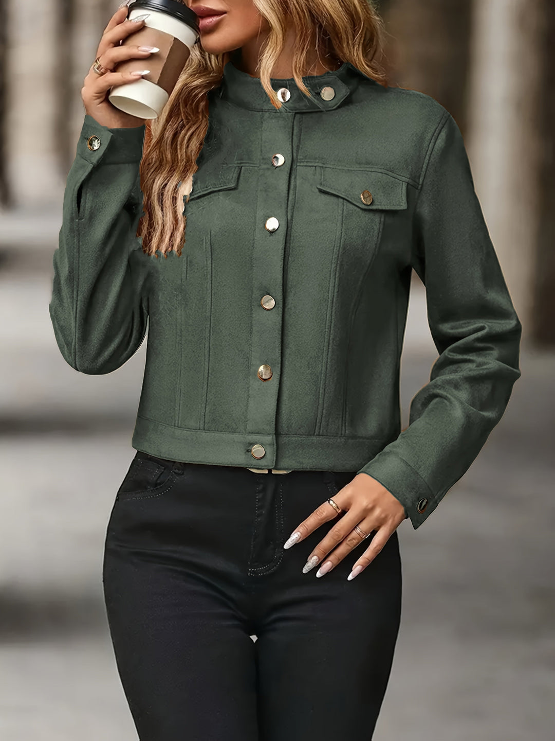 Slavica - Chaqueta Vintage De Manga Larga Con Botones Frontales
