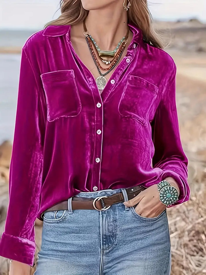 Geanie - Camisa De Manga Larga Con Bolsillos Delanteros