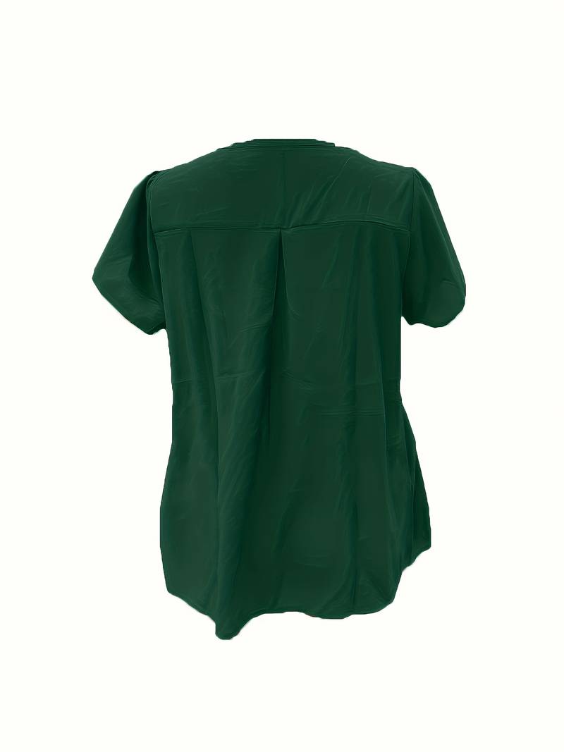Thilakshi - Blusa de Manga Corta Con Volantes y un Solo Botón