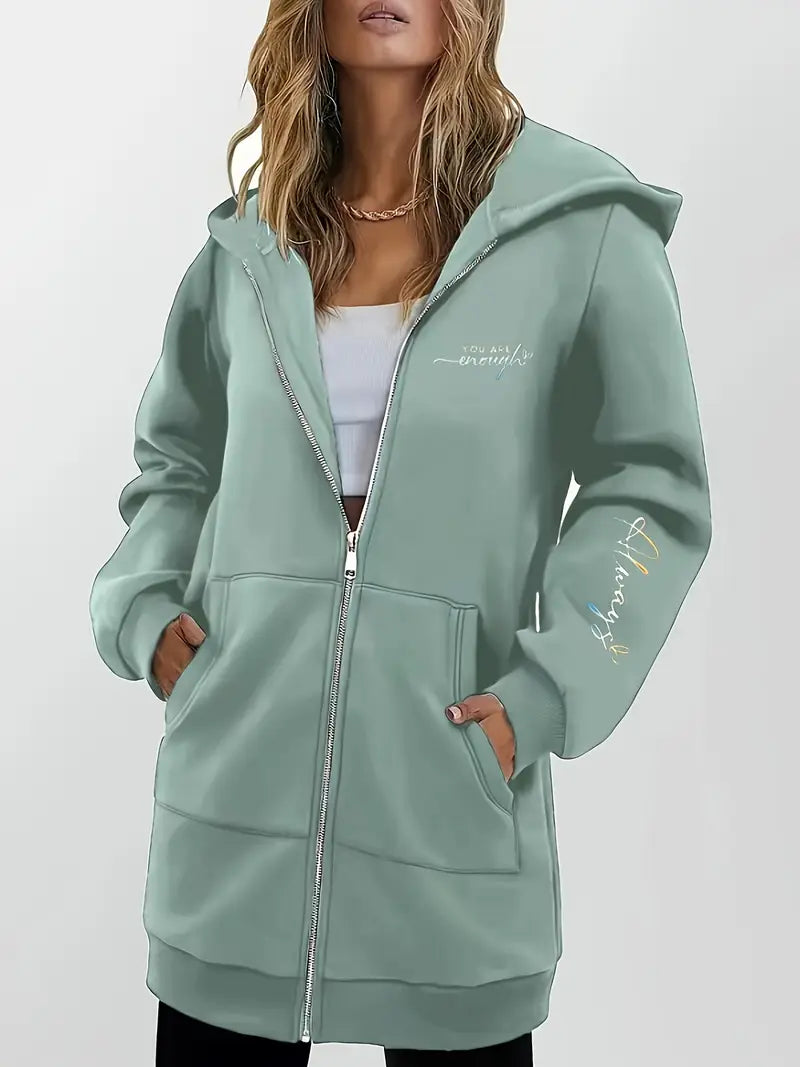 Angeleen - Chaqueta Con Capucha y Cremallera Con Estampado Geométrico