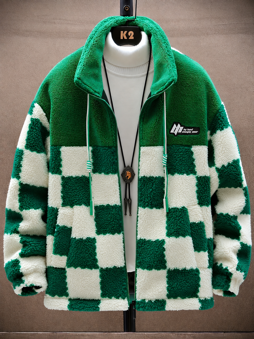 Melany - Chaqueta de Forro Polar a Cuadros Con Capucha y Cremallera