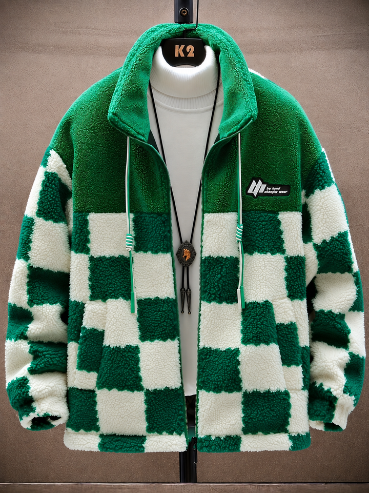 Melany - Chaqueta de Forro Polar a Cuadros Con Capucha y Cremallera